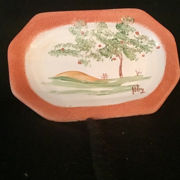 Rare Find- Butter Cheese Lidded Dish Pottery Hand Painted Cottagecore House. - Picture 6 of 11